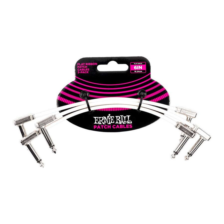 Mini cable Patch - pack de 3 - coudé fin et plat 15 cm blanc Ernie Ball Mini cable Patch - pack de 3 - coudé fin et plat 15 cm blanc Ernie Ball