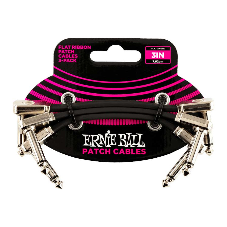 Mini cable Patch - pack de 3 - coudé fin et plat 7,5 cm noir Ernie Ball Mini cable Patch - pack de 3 - coudé fin et plat 7,5 cm noir Ernie Ball