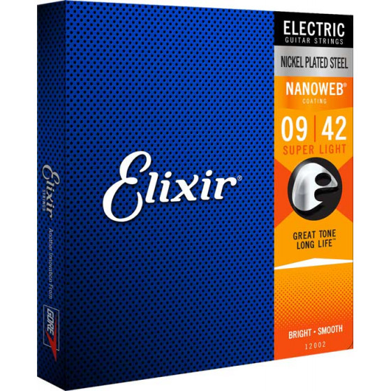 Cordes guitare électrique Super light 09/42 Acier nickelé Nanoweb Elixir