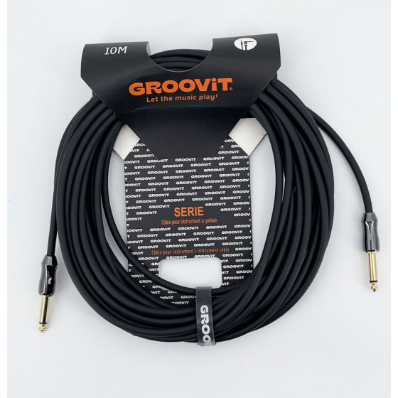 Cable PVC HQ 24AWG noir Blindé jack Droit-Droit 10m Groovit