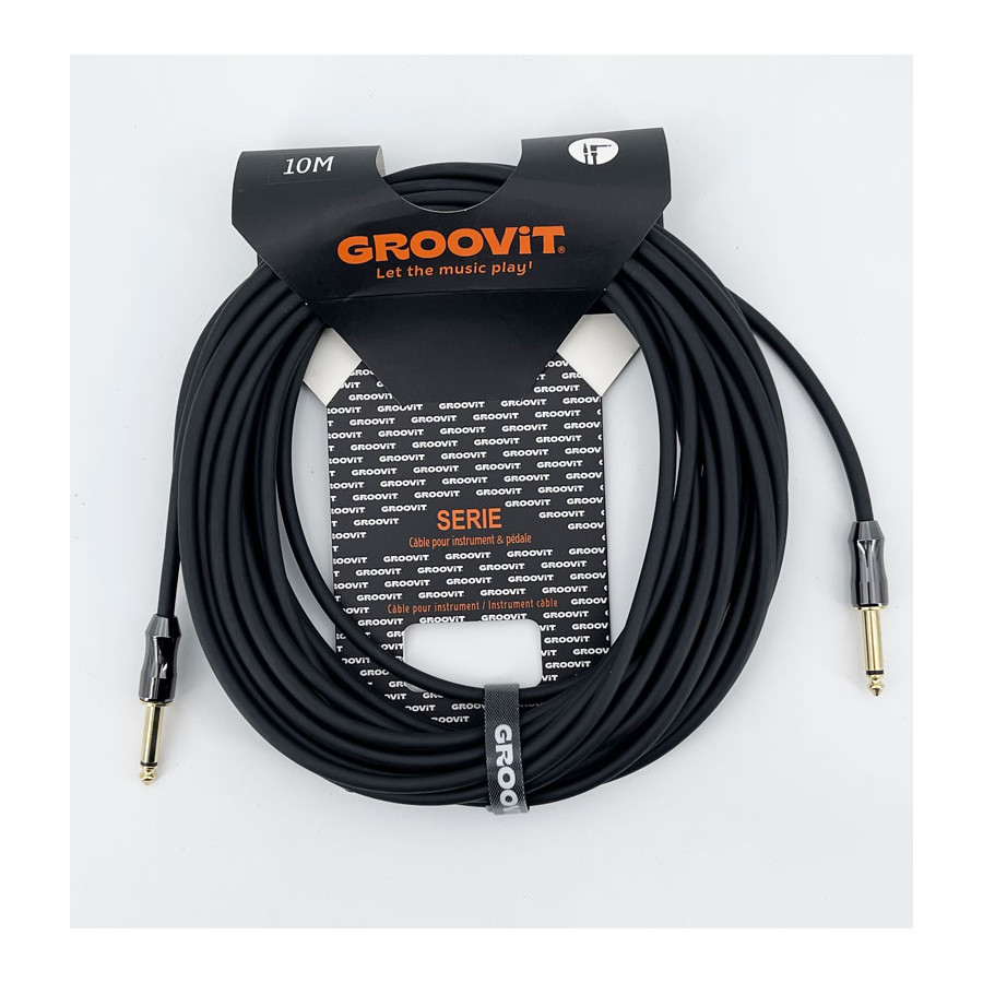 Cable PVC HQ 24AWG noir Blindé jack Droit-Droit 10m Groovit Cable PVC HQ 24AWG noir Blindé jack Droit-Droit 10m Groovit