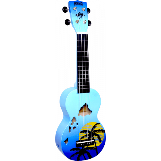 Ukulele Mahalo Soprano Finition Îles Hawaï Bleu Brillant