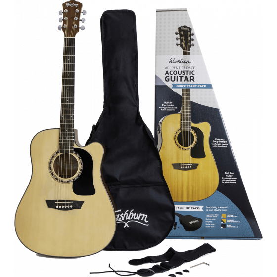 Pack Guitare Electroacoustique Washburn Apprentice D5CE natural