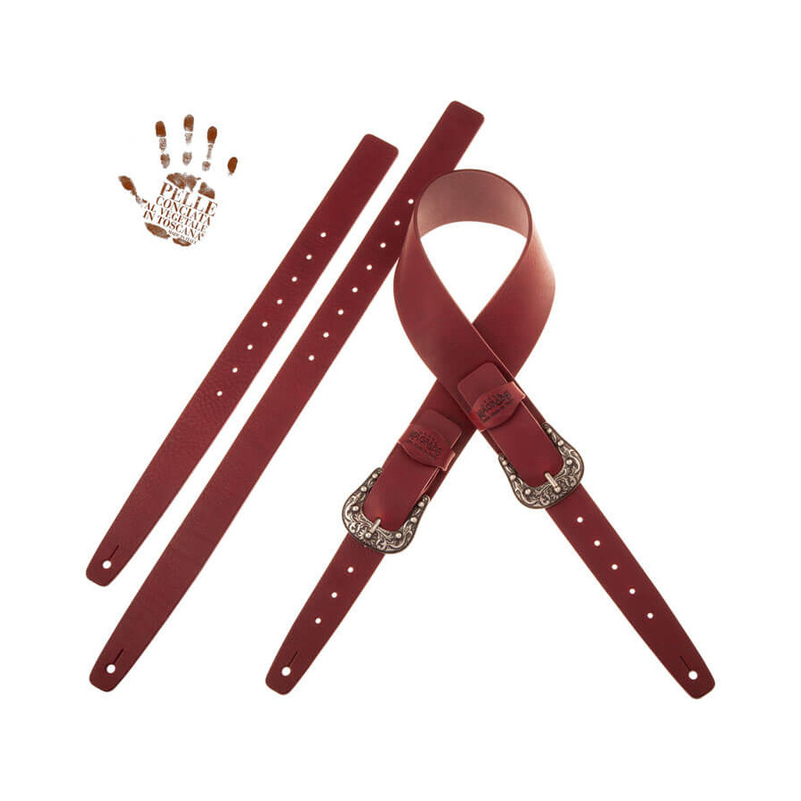 Sangle Twin Buckle TC cuir bordeaux 7cm Magrabo Sangle Twin Buckle TC cuir bordeaux 7cm Magrabo