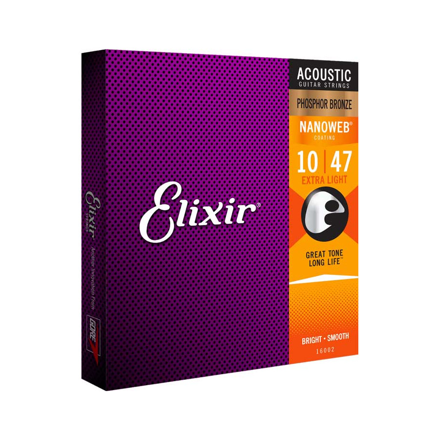 Cordes guitare acoustique Extra Light 10/47 Phosphore Bronze 80/20 Nanoweb Elixir Cordes guitare acoustique Extra Light 10/47 Phosphore Bronze 80/20 Nanoweb Elixir