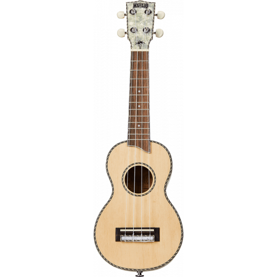 Ukulele Mahalo amplifié Soprano naturel tête perlée + housse
