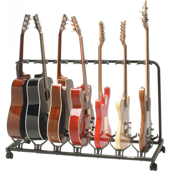Stand Quiklok pour 7 guitares avec roulettes - noir