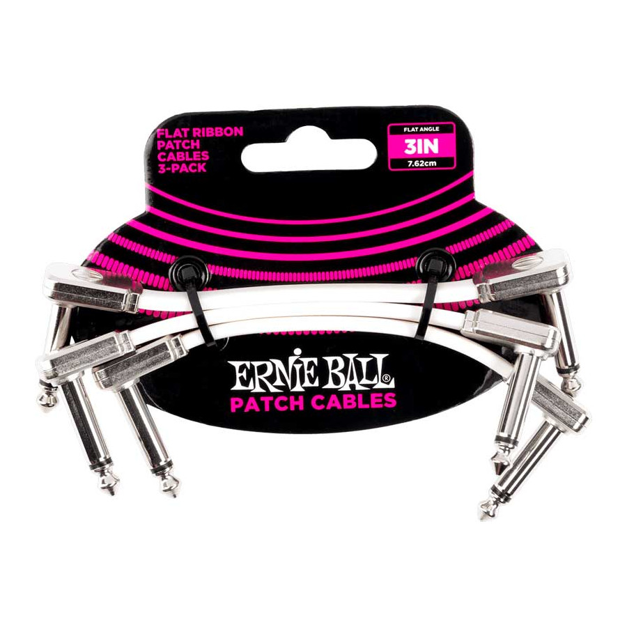 Mini cable Patch - pack de 3 - coudé fin et plat 7,5 cm blanc Ernie Ball Mini cable Patch - pack de 3 - coudé fin et plat 7,5 cm blanc Ernie Ball