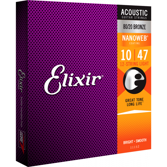 Cordes Guitare 12 cordes NANOWEB L 10-47 / 10-27 Elixir