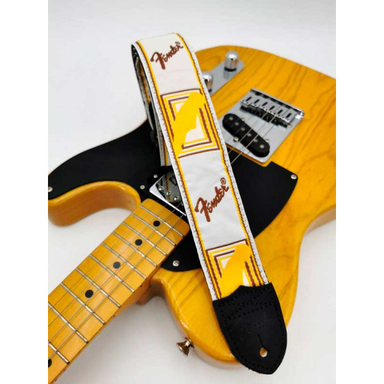 Sangle Monogrammes FENDER® blanc marron jaune FENDER®