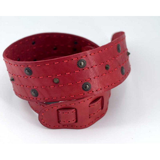 Sangle Metal 01 cuir rouge taille M The Hand