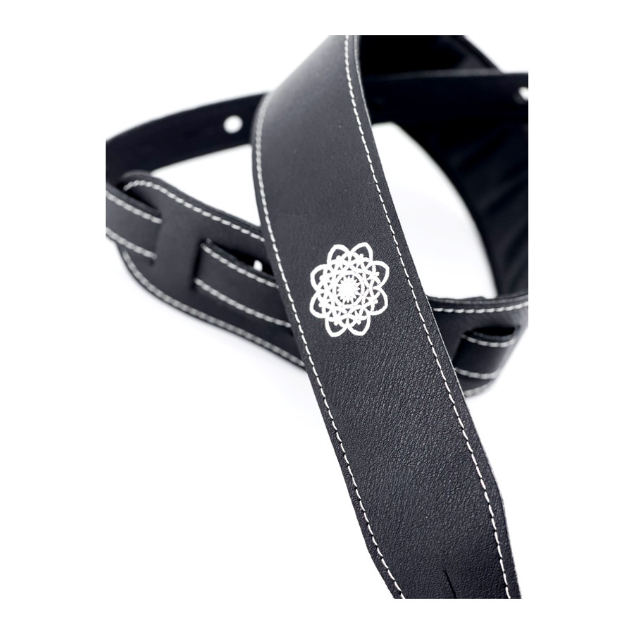 Sangle rembourrée cuir végane noir motif Rosace STEFY LINE SLST604A Sangle rembourrée cuir végane noir motif Rosace STEFY LINE SLST604A