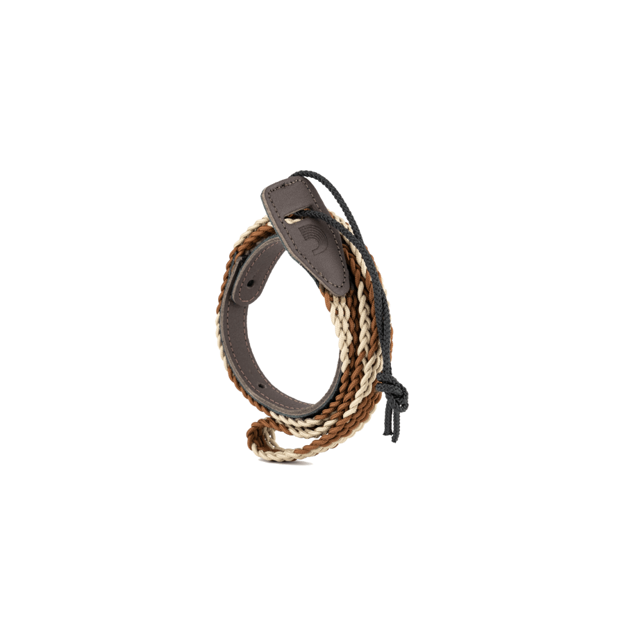 Sangle tressée marron crème 2,5 cm pour mandoline D'Addario Sangle tressée marron crème 2,5 cm pour mandoline D'Addario