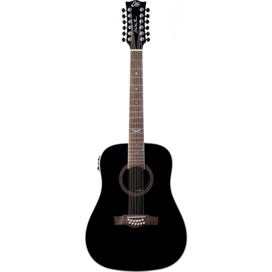 Guitare Eléctro-acoustique Eko NTX Dreadnought 12 cordes  See Through noir