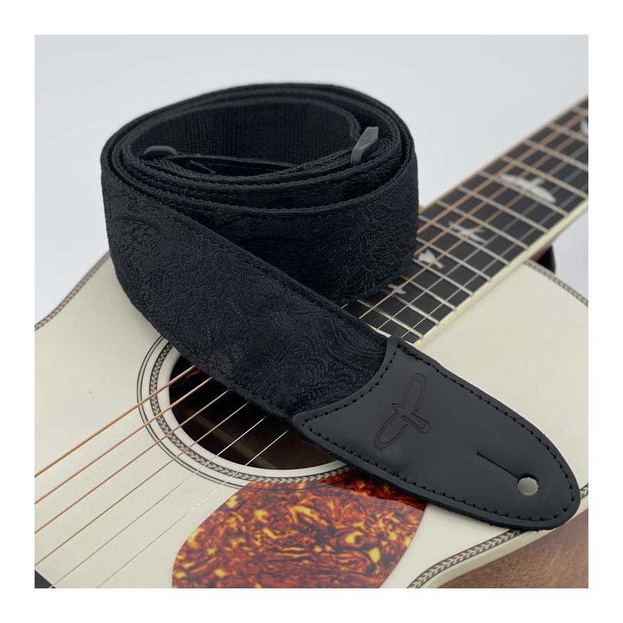 Sangle de guitare motif Cachemire et nylon noir PRS Sangle de guitare motif Cachemire et nylon noir PRS