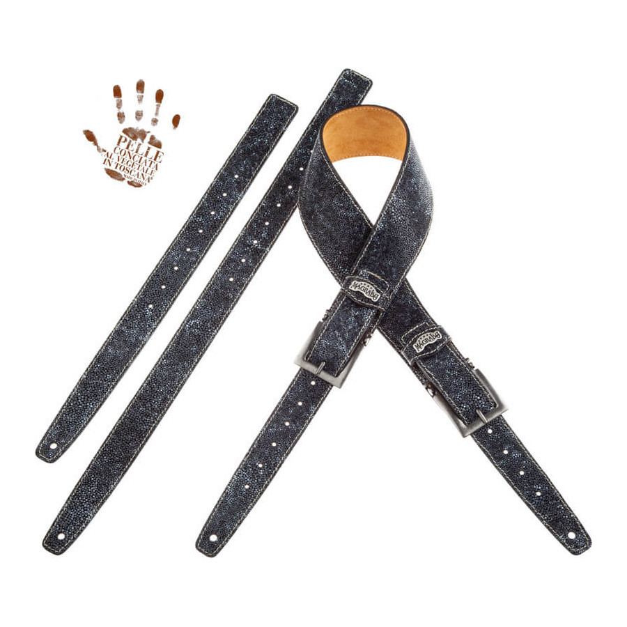 Sangle Twin Buckle TS cuir gris Seurat gris 7cm Magrabo Sangle Twin Buckle TS cuir gris Seurat gris 7cm Magrabo