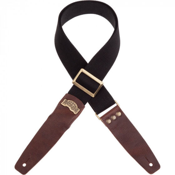 Sangle SC Coton et cuir noir-marron 5cm Magrabo