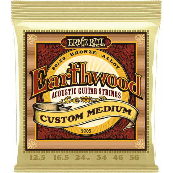 Cordes guitare acoustique Earthwood 80/20 bronze custom medium 12,5-56