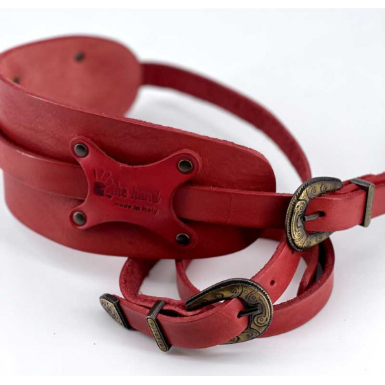 Sangle Vintage 01 cuir rouge The Hand