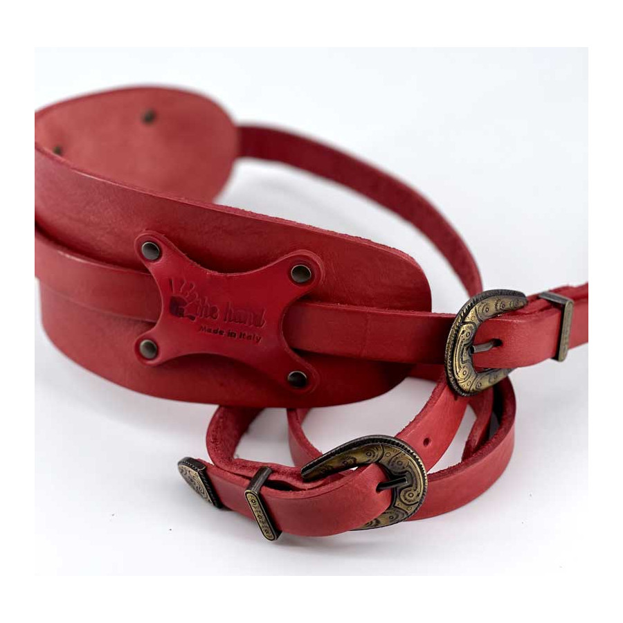 Sangle Vintage 01 cuir rouge The Hand