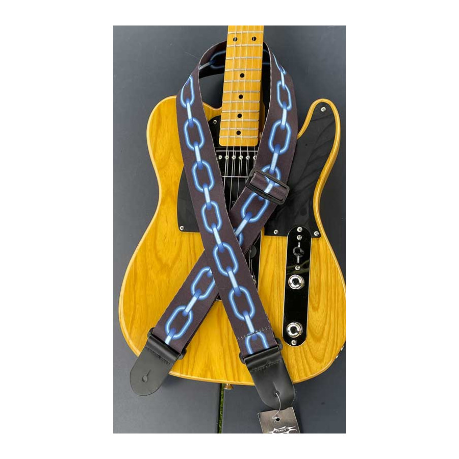 Sangle nylon noir motif chaine bleu Perri's Sangle nylon noir motif chaine bleu Perri's