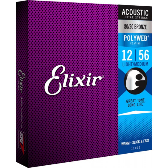 Cordes guitare acoustique Elixir POLYWEB ML 12-56