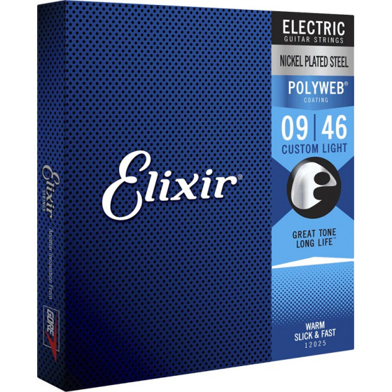 Cordes guitare électrique Custom Light Elixir Polyweb 09-46