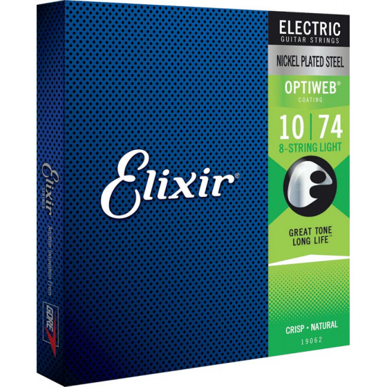 Cordes guitare électrique Elixir Light jeu de 8 cordes