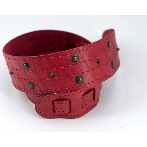 Sangle Metal 01 cuir rouge taille XL The Hand