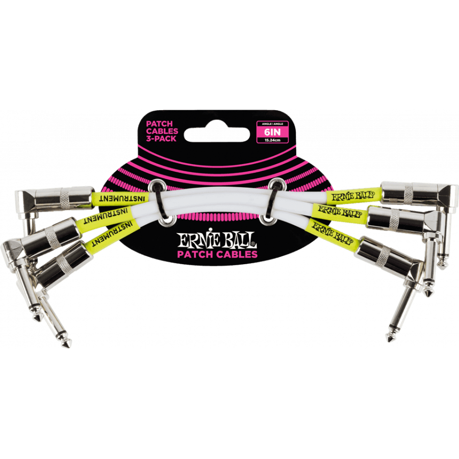 Mini cable Patch - pack de 3 - coudé 15 cm blanc Ernie Ball Mini cable Patch - pack de 3 - coudé 15 cm blanc Ernie Ball