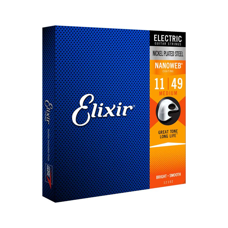 Cordes guitare électrique Medium 11/49 Acier nickelé Nanoweb Elixir Cordes guitare électrique Medium 11/49 Acier nickelé Nanoweb Elixir