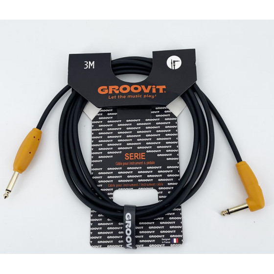 Cable 24AWG noir Tressé Blindé Switch Mute jacks Droit-Coudé oranges 3m Groovit