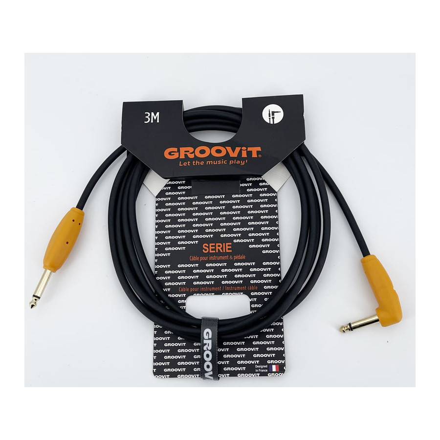 Cable 24AWG noir Tressé Blindé Switch Mute jacks Droit-Coudé oranges 3m Groovit Cable 24AWG noir Tressé Blindé Switch Mute jacks Droit-Coudé oranges 3m Groovit