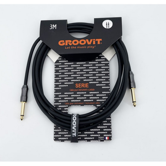Cable PVC HQ 24AWG noir Blindé jack Droit-Droit 3m Groovit