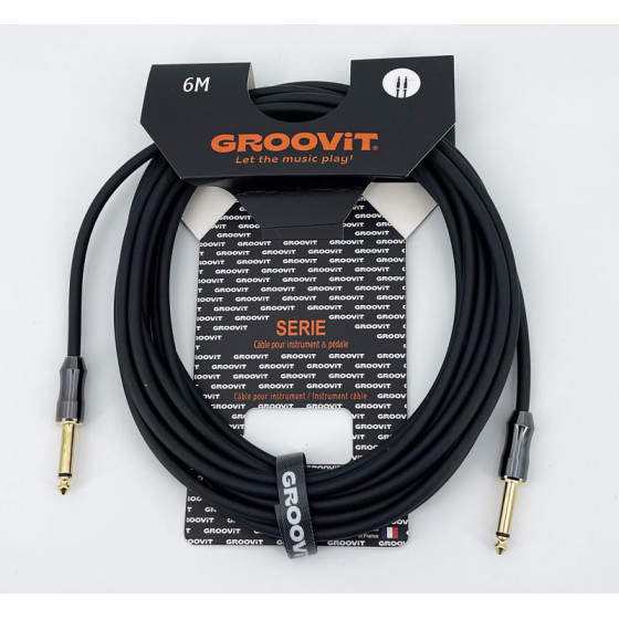 Cable PVC HQ 24AWG noir Blindé jack Droit-Droit 6m Groovit
