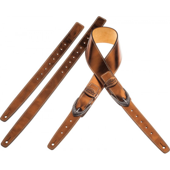 Sangle Twin Buckle TS cuir bronze Métallique boucles argent 7cm Magrabo