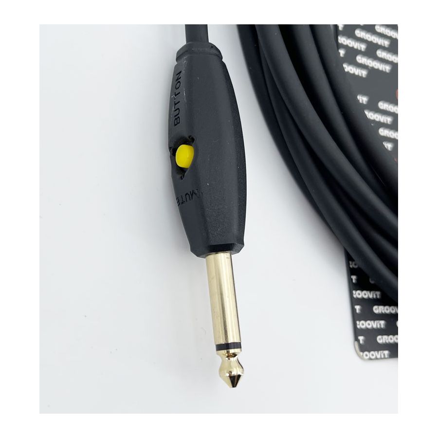 Cable 24AWG noir Tressé Blindé Switch Mute jacks Droit-Coudé 3m Groovit