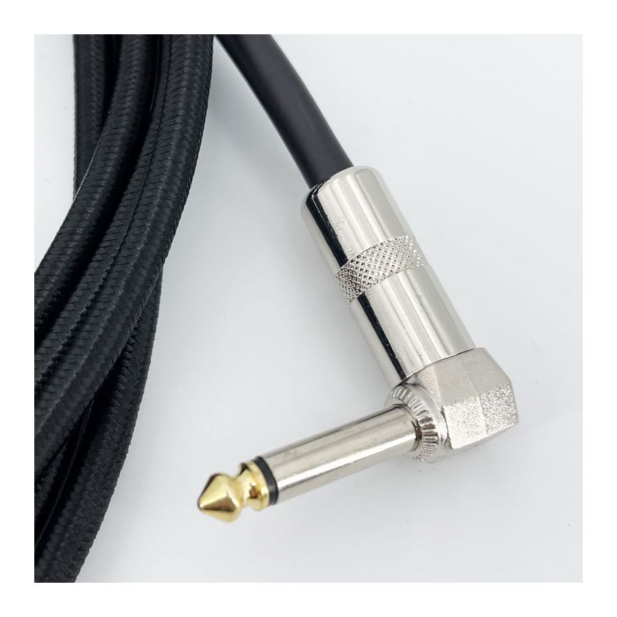 Cable Nylon Tressé HQ 24AWG noir Blindé jack Droit-Coudé 6m Groovit