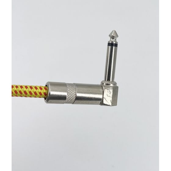 Cable Nylon Tressé HQ 24AWG jaune Blindé jack Droit-Coudé 6m Groovit