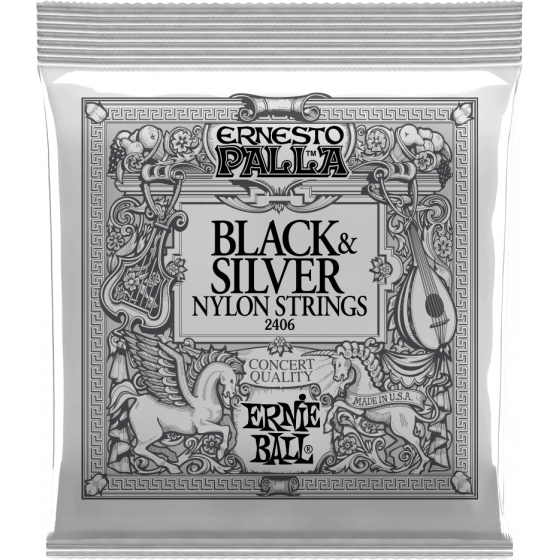 Cordes Guitare Classique Ernie Ball Ernesto palla nylon noir-métal argenté