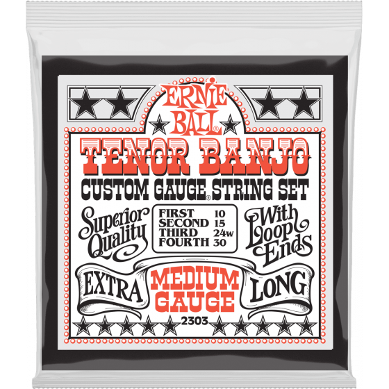 Cordes Basse Banjo Ernie Ball Stainless steel banjo tenor medium 10-30