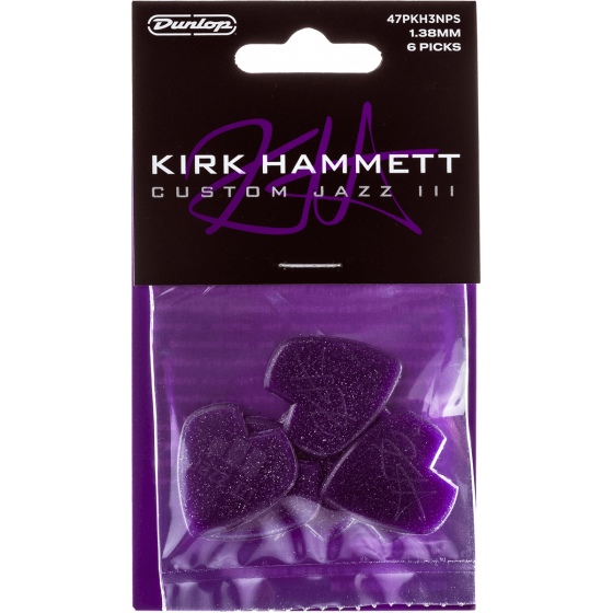 Sachet de 6 Médiators Dunlop Kirk Hammet Purple Sparkle Jazz