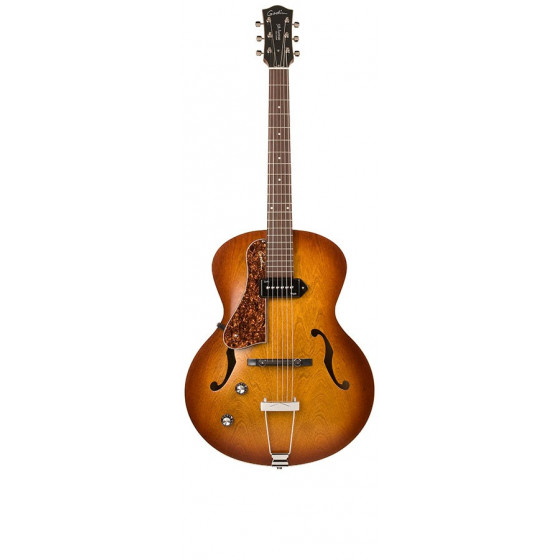 Guitare électrique Godin gaucher 5th Avenue Kingpin P90 Cognac Burst avec étui
