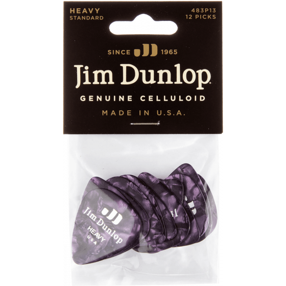 Sachet de 6 Médiators Dunlop Médiator Celluloid Purple Perloid heavy