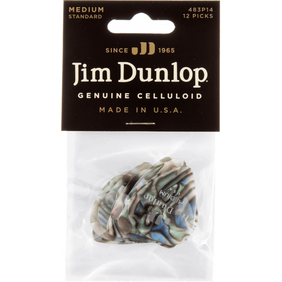 Sachet de 6 Médiators Dunlop Médiator Celluloid Abalone medium
