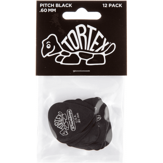 Sachet de 12 Médiators Dunlop Tortex Pitch Black 0,60mm