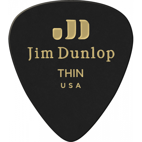 Sachet de 12 Médiators Dunlop Genuine Celluloid Classic, Player's Pack de 12, black, thin