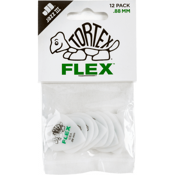 Sachet de 12 Médiators Dunlop Médiator Tortex Flex Jazz III 0,88mm