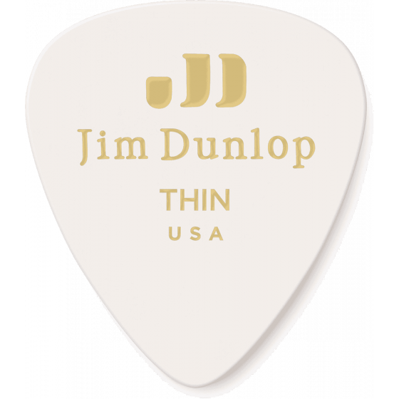 Sachet de 12 Médiators Dunlop Genuine Celluloid Classic, Player's Pack de 12, white, thin